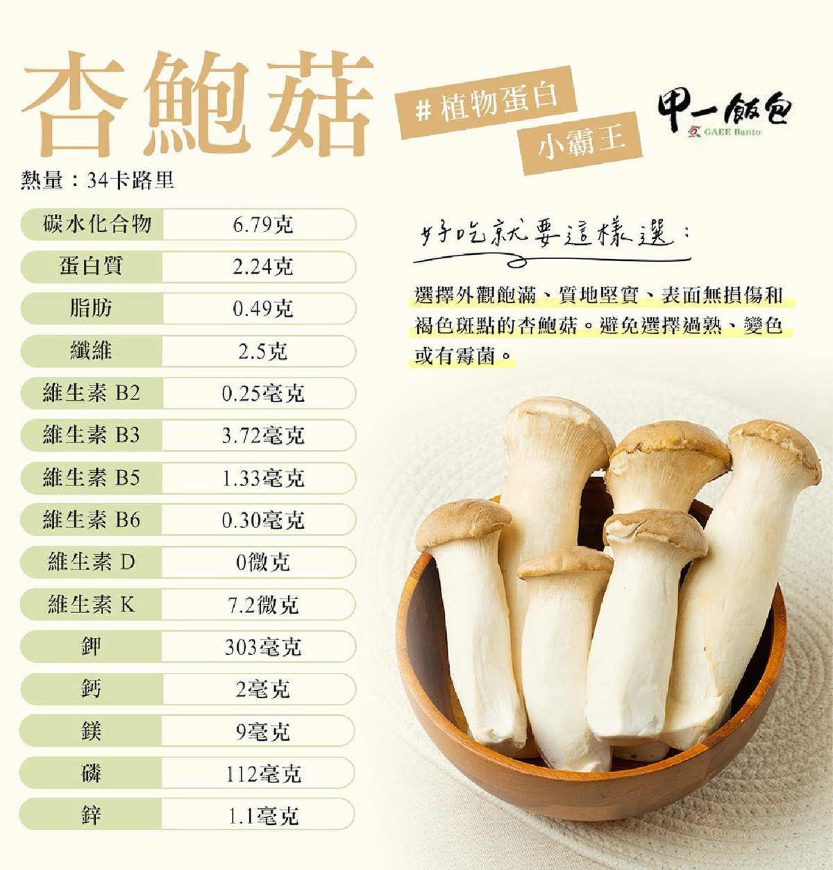 營養知識報你知 - 杏鮑菇